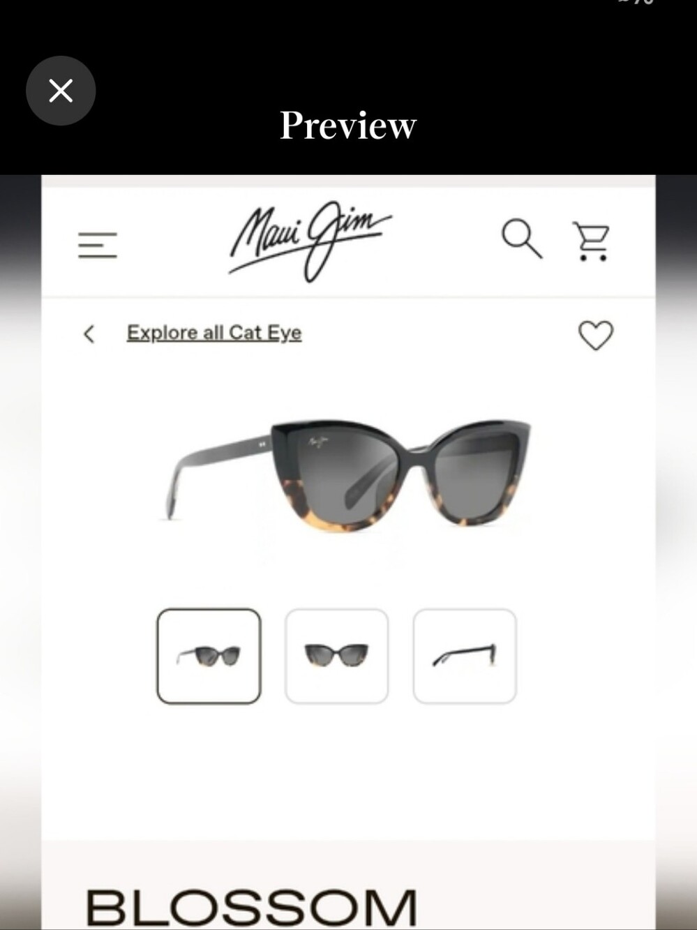 Maui Jim Blossom Cat Eye Sunglasses - NERVER BE WORN